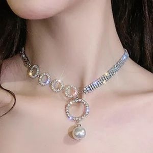 Unique, Asymmetrical Crystal & Pearl Necklace
